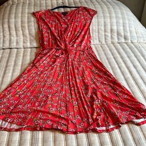 Long Tall Sally Red Floral V neck Dress